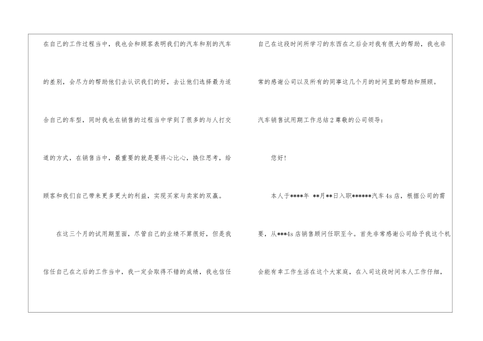 汽车销售试用期工作总结_第3页