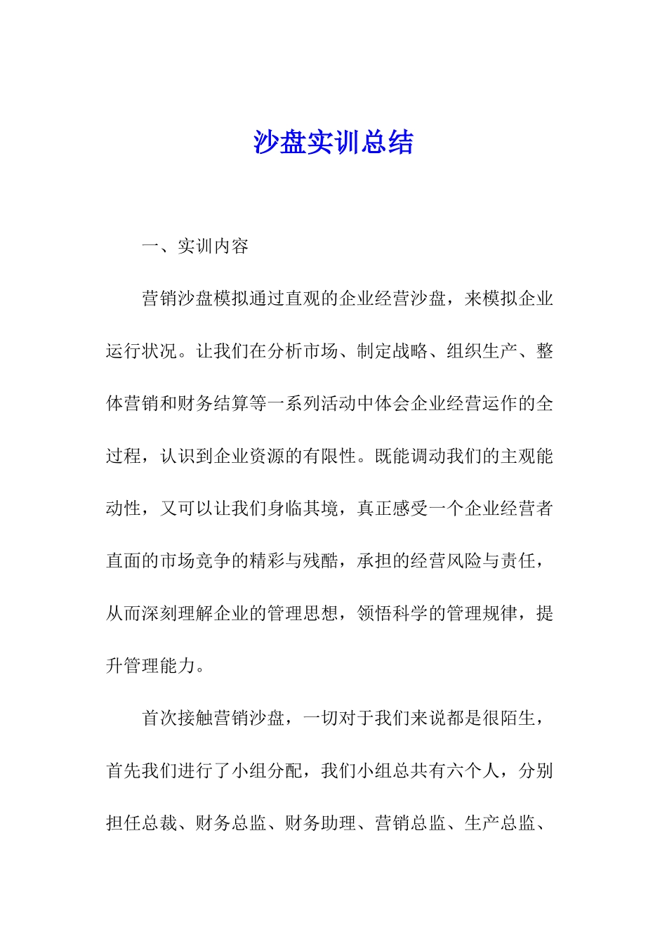 沙盘实训总结_第1页