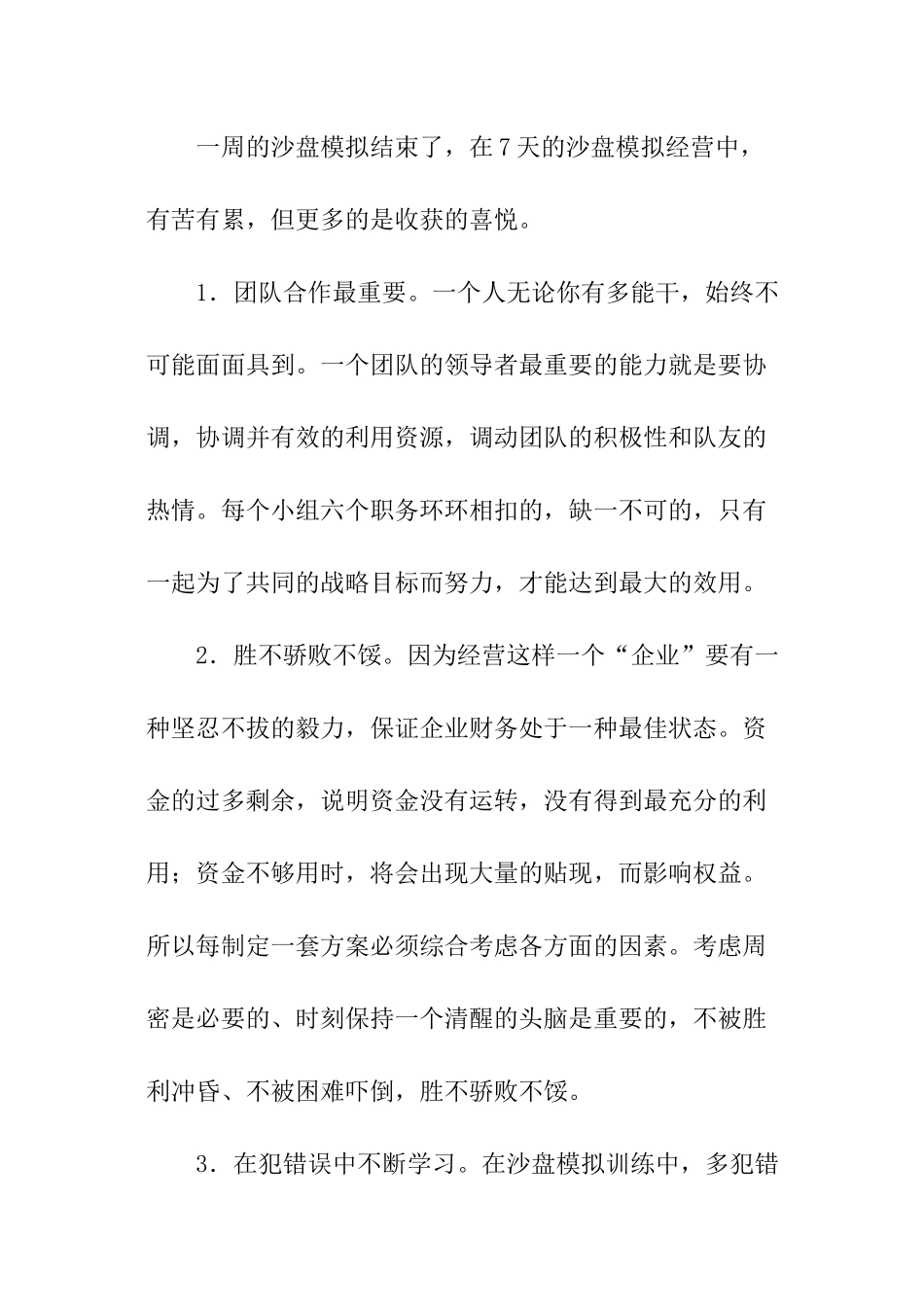 沙盘实训总结_第3页