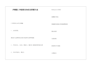 沪教版二年级语文知识点积累大全