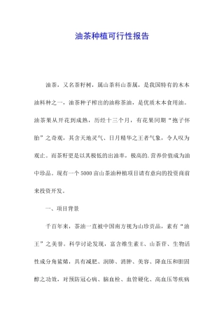 油茶种植可行性报告
