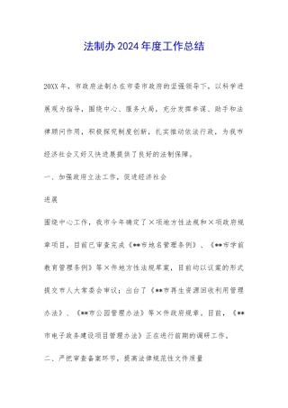 法制办2024年度工作总结-