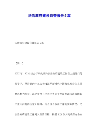 法治政府建设自查报告5篇