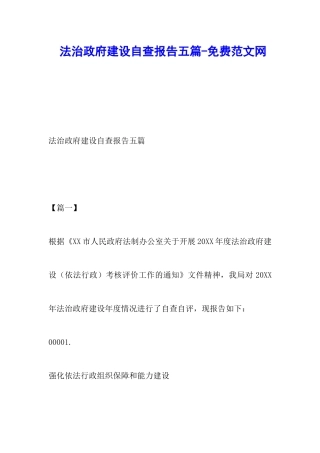 法治政府建设自查报告五篇-调研报告
