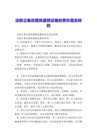 法院立案后提供虚假证据的责任是怎样的