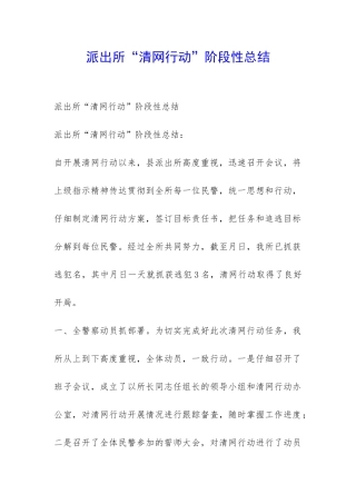 派出所“清网行动”阶段性总结-