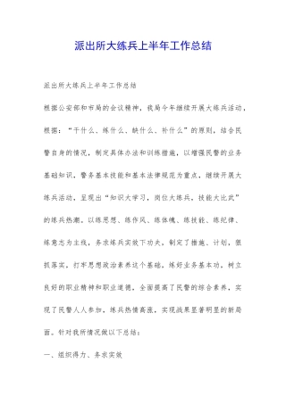 派出所大练兵上半年工作总结-