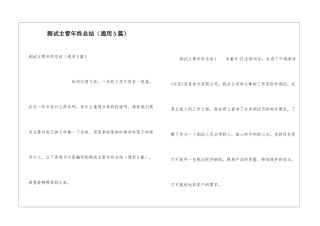 测试主管年终总结
