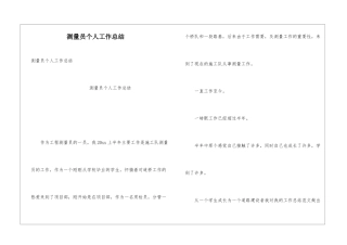 测量员个人工作总结