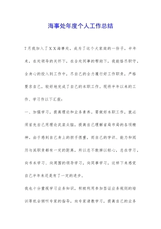 海事处年度个人工作总结-