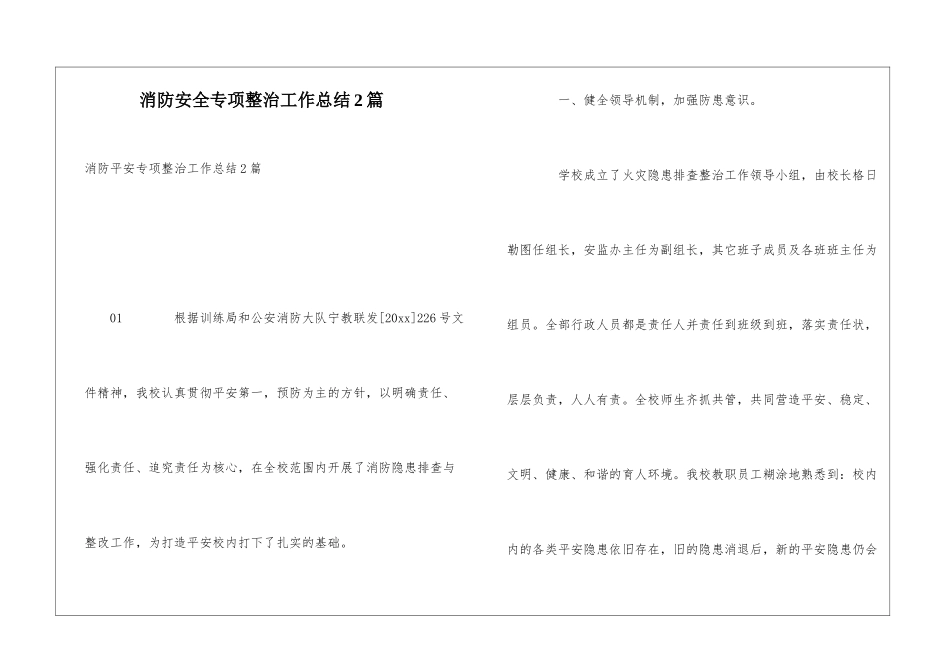 消防安全专项整治工作总结2篇_第1页