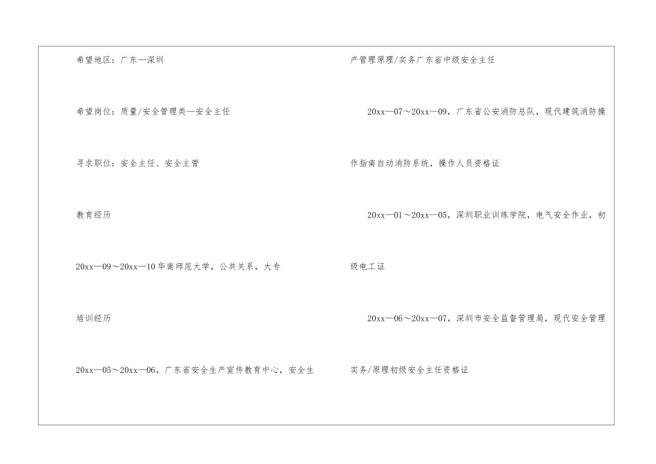 消防安全员个人简历_第2页