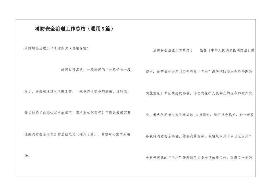 消防安全治理工作总结_第1页