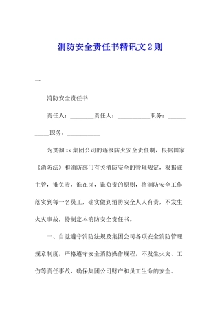 消防安全责任书精讯文2则
