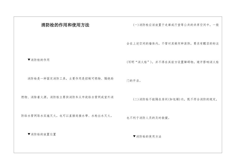 消防栓的作用和使用方法_第1页