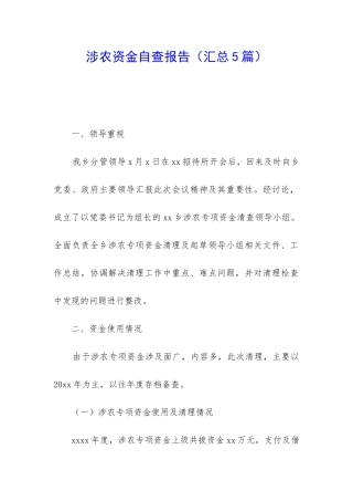 涉农资金自查报告
