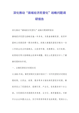 深入推进“旗域经济民营化”战略问题调研报告-