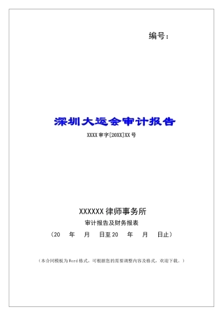 深圳大运会审计报告