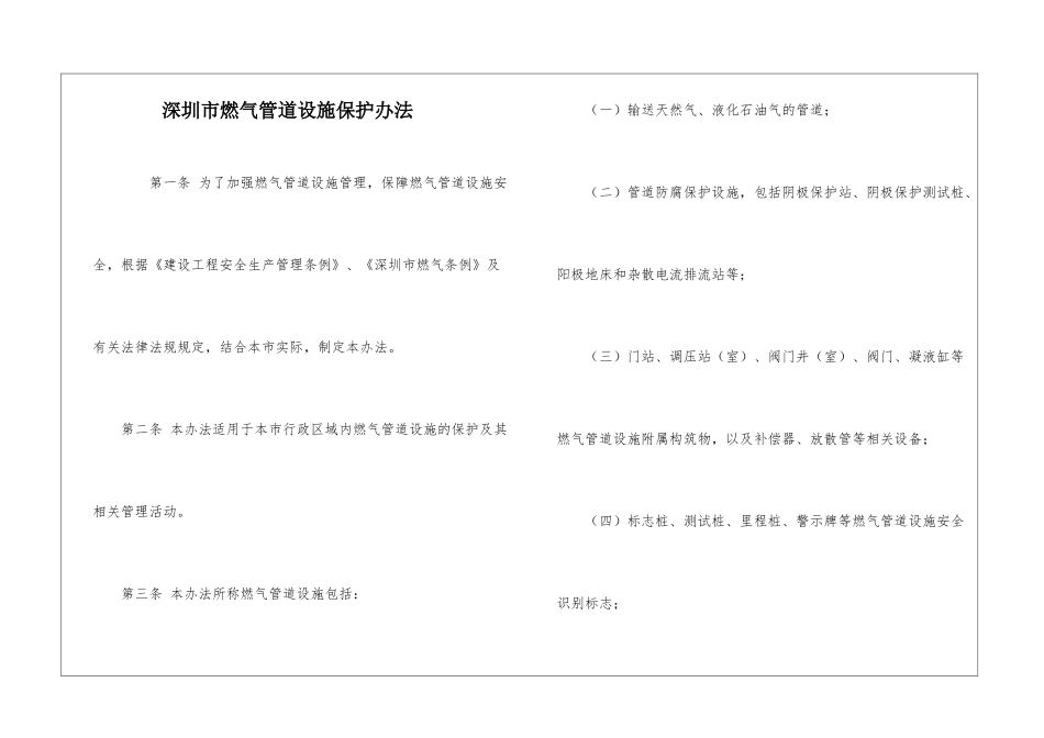 深圳市燃气管道设施保护办法_第1页