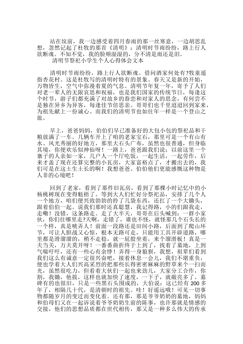 清明节祭祀小学生个人心得体会文本-_第2页