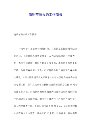 清明节防火的工作简报