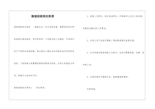 渠道招商岗位职责