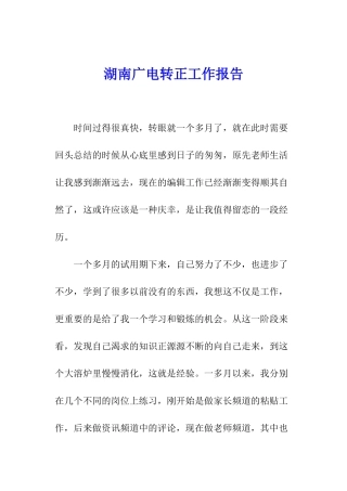 湖南广电转正工作报告