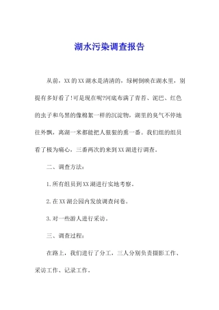 湖水污染调查报告