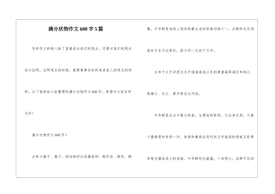 满分状物作文600字5篇_第1页