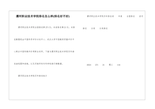 漯河职业技术学院排名怎么样