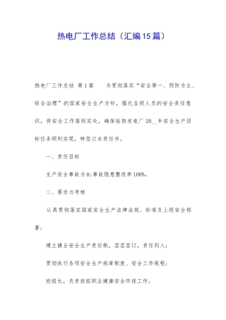 热电厂工作总结