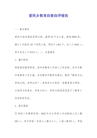 爱民乡教育自查自评报告-
