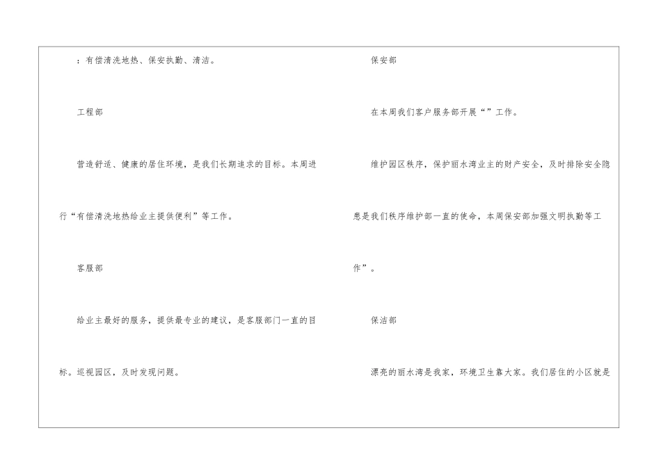 物业一周工作总结6篇_第2页