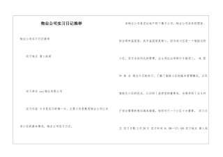 物业公司实习日记推荐