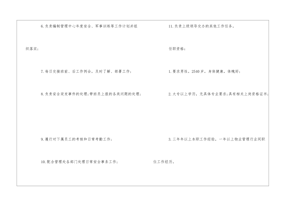 物业分公司安管主管职位描述--_第2页