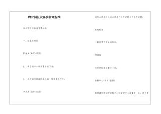 物业园区设备房管理标准--