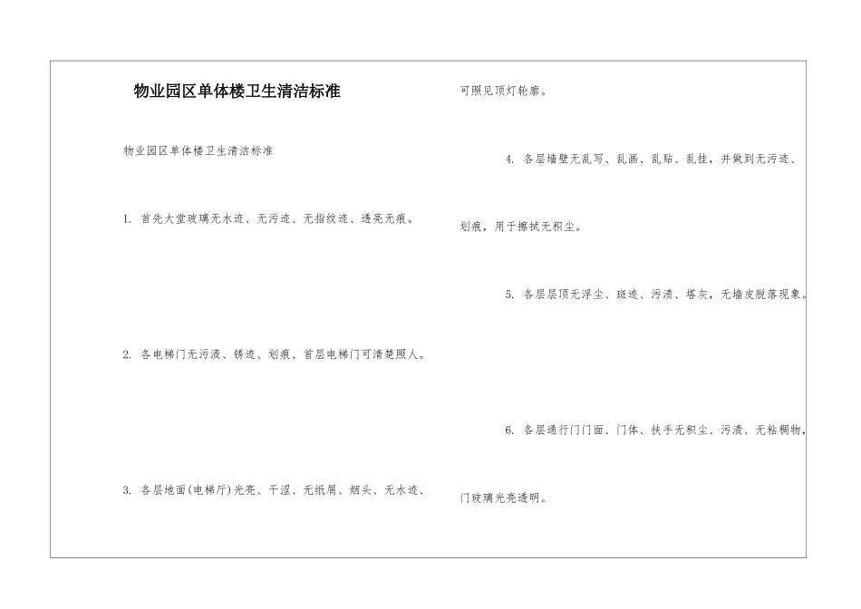 物业园区单体楼卫生清洁标准--_第1页