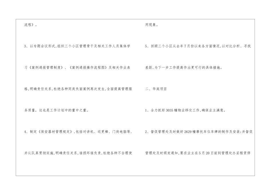 物业总监月工作计划_第2页