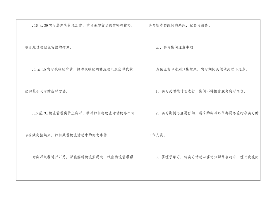 物流专业实习工作计划_第3页