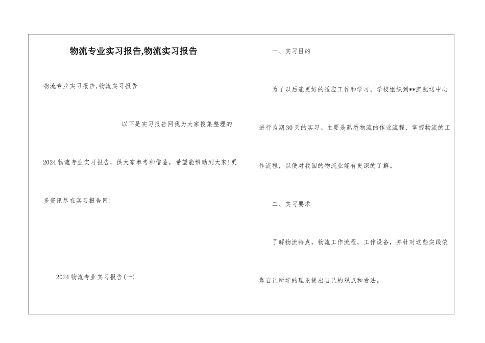 物流专业实习报告-物流实习报告_第1页
