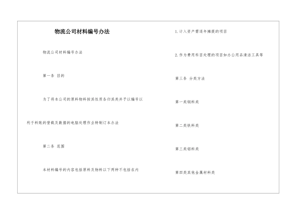 物流公司材料编号办法--_第1页