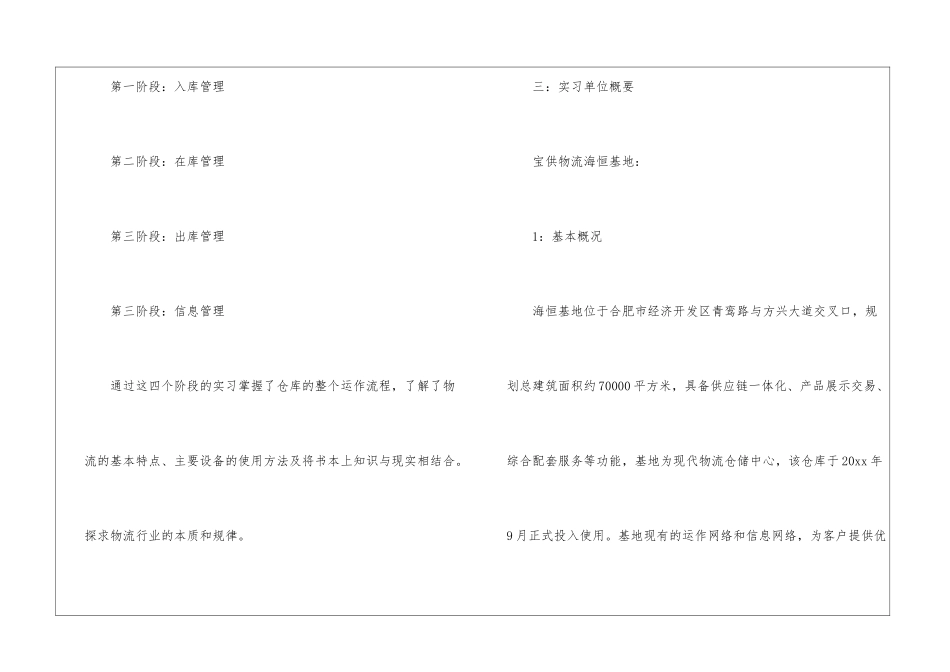 物流管理专业学生实习报告集合8篇_第2页