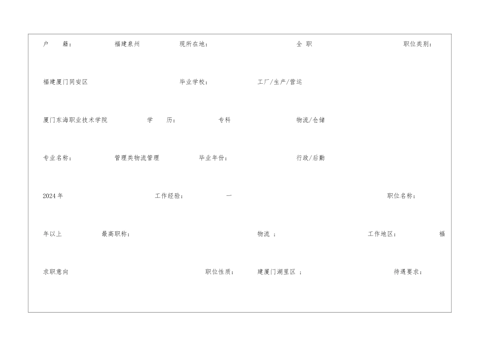 物流管理专科求职简历表格_第2页