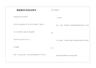 物流规划专员岗位说明书--