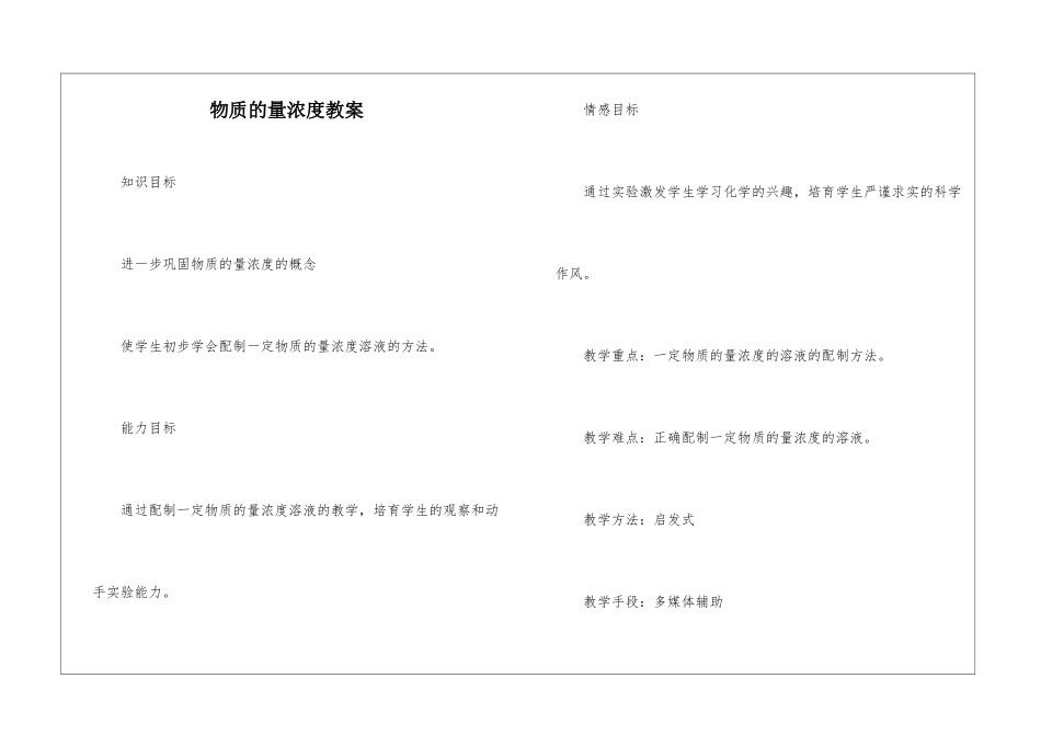 物质的量浓度教案_第1页