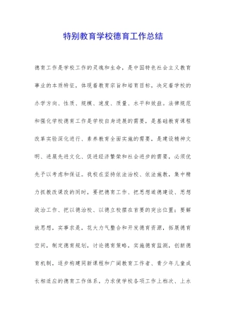 特殊教育学校德育工作总结-
