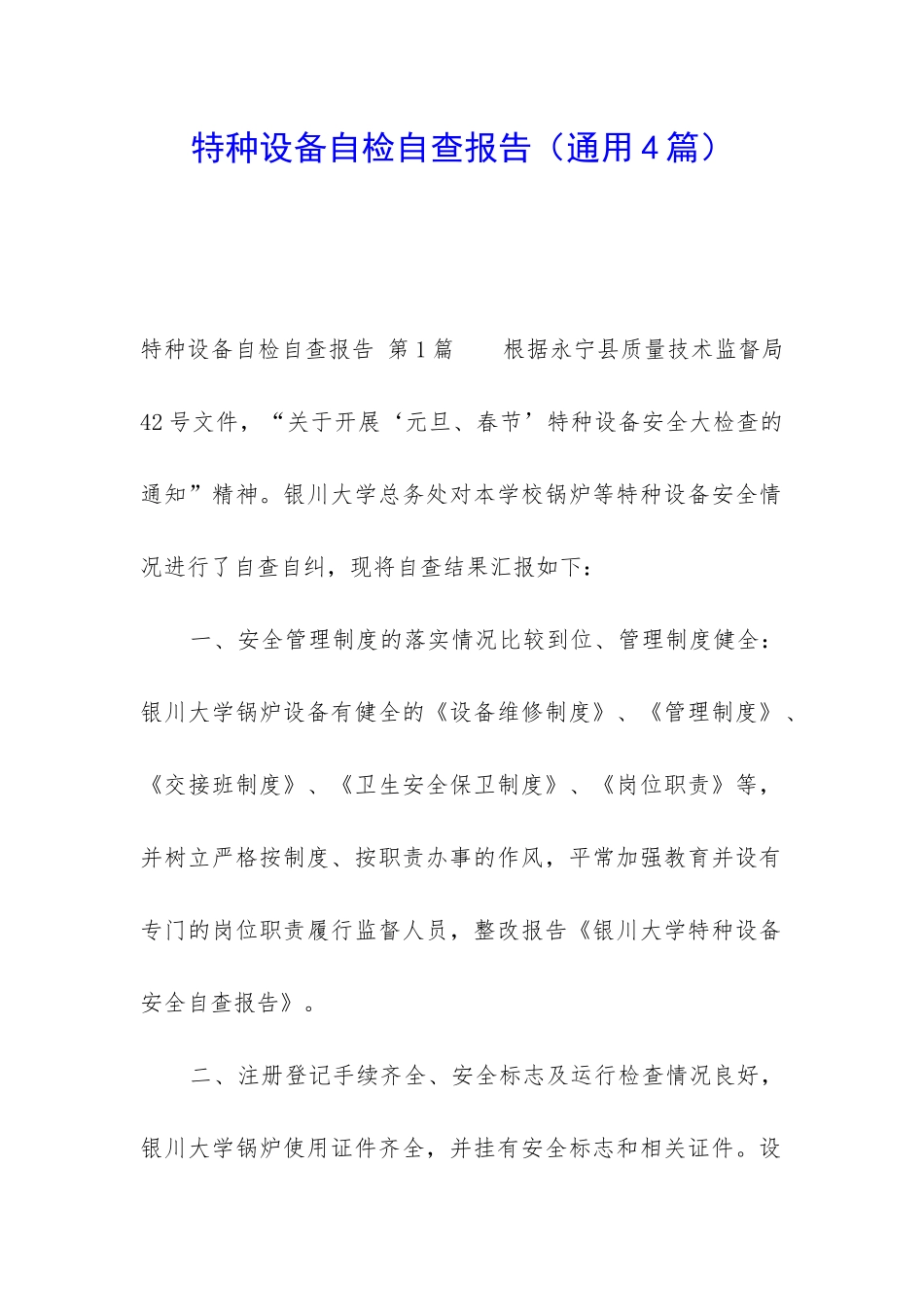 特种设备自检自查报告_第1页