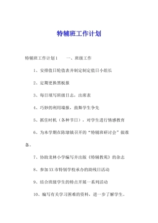 特辅班工作计划