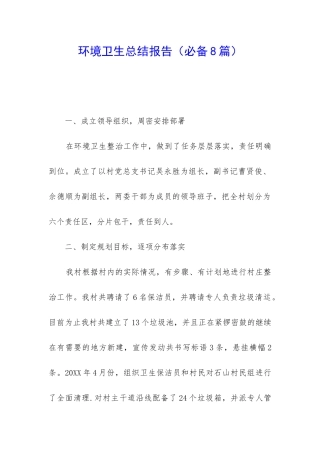 环境卫生总结报告