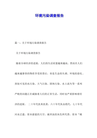 环境污染调查报告